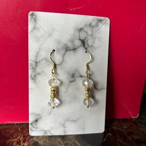 Elegant Gold and Clear Beaded Earrings for Wedding or Special Occasion